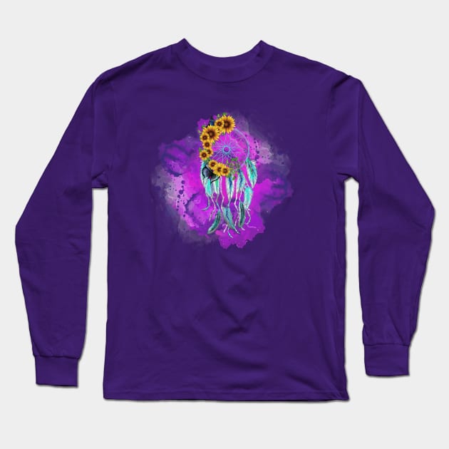 Purple Sunflower Splash Long Sleeve T-Shirt by digitaldoodlers